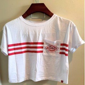 White and Red Crop Top T-Shirt-Dickies NWT